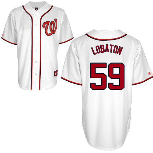 Jose Lobaton #59 mlb Jersey-Washington Nationals Women's Authentic Home White Cool Base Baseball Jersey